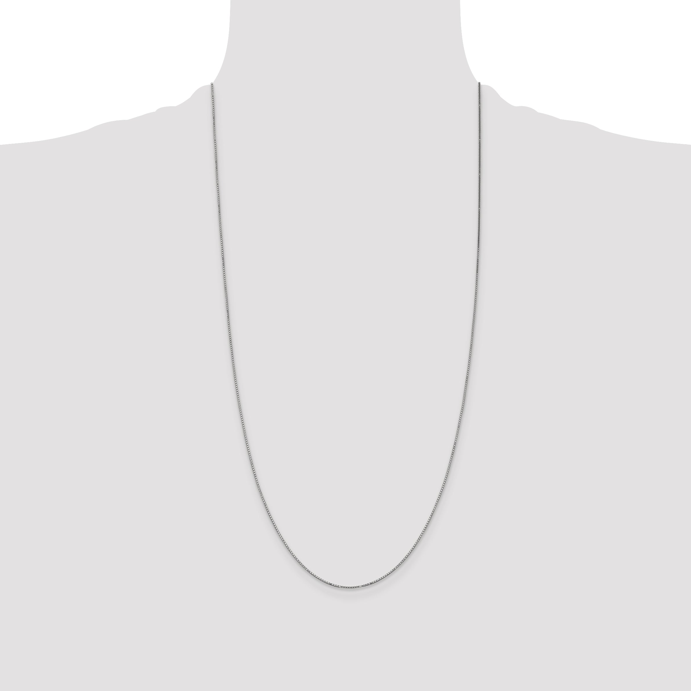 14k White Gold .9mm Box with Spring Ring Clasp Chain