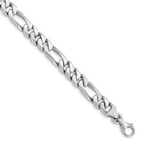 14k White Gold 8mm Hand-polished Figaro Link Bracelet