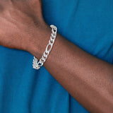 14k White Gold 8mm Hand-polished Figaro Link Bracelet
