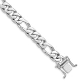 14K White Gold 10mm Hand-Polished Figaro Link Chain