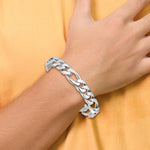 14K White Gold 10mm Hand-Polished Figaro Link Chain