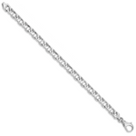 14K White Gold 7.4mm Hand-polished Fancy Link Bracelet