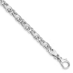 14k White Gold 5.4mm Hand-polished and Satin Link Bracelet