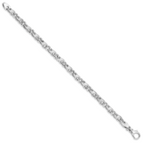 14k White Gold 5.4mm Hand-polished and Satin Link Bracelet