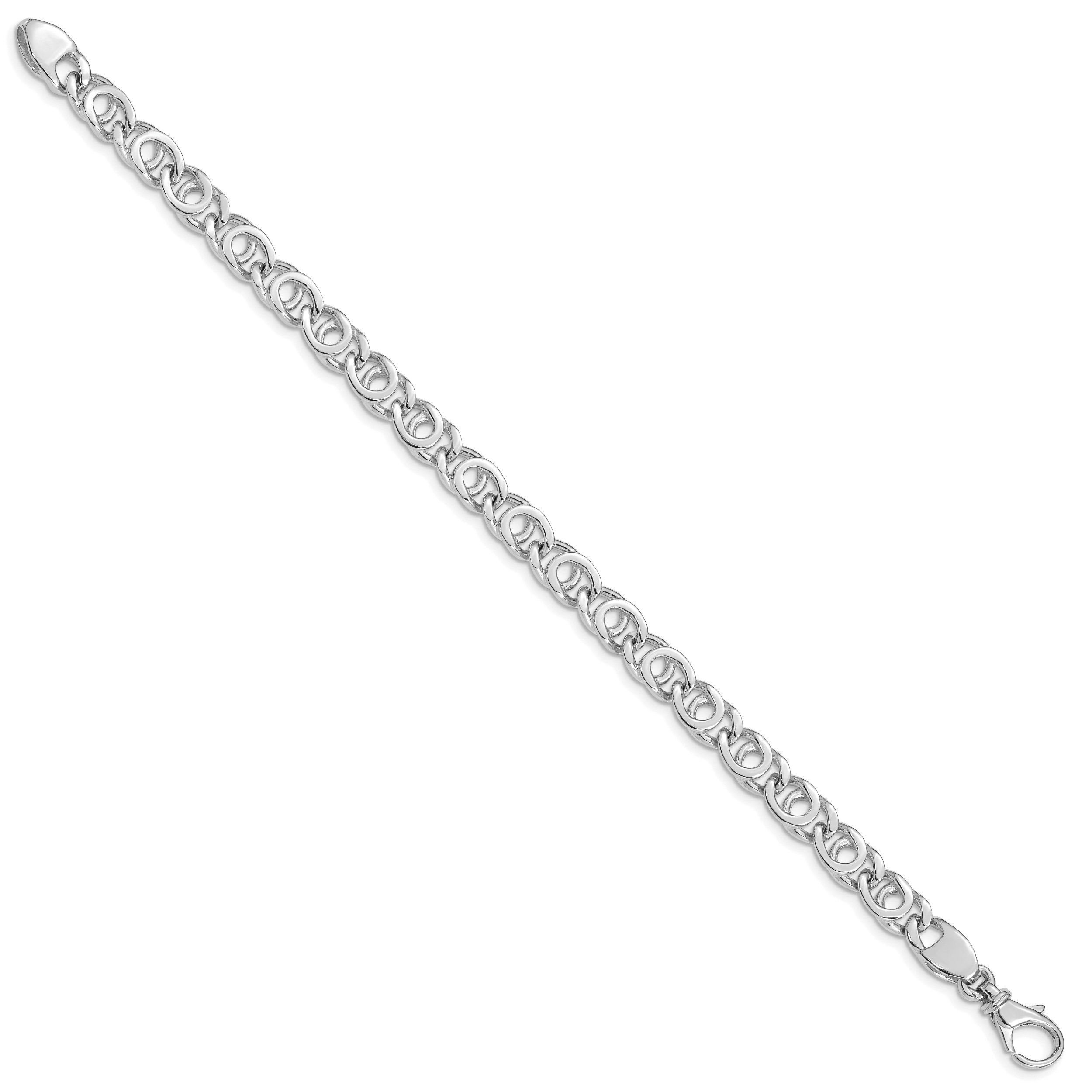 14K White Gold 7mm Hand Polished Fancy Link Bracelet