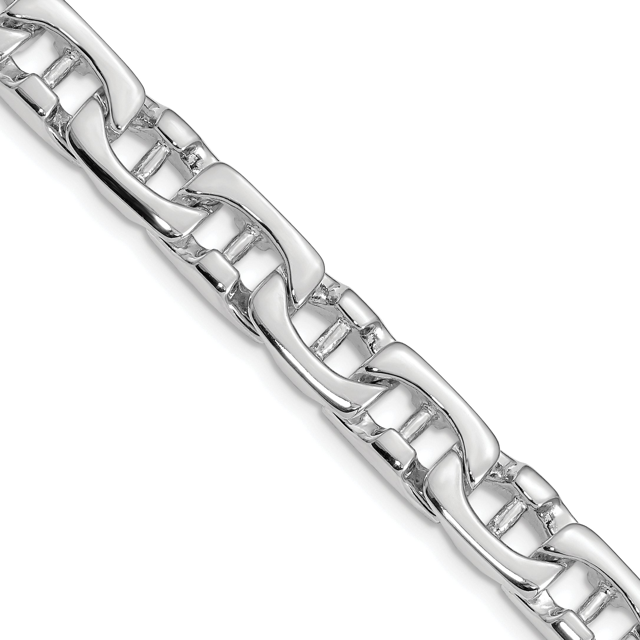 14K White Gold 8.5mm Hand-polished Fancy Link Chain