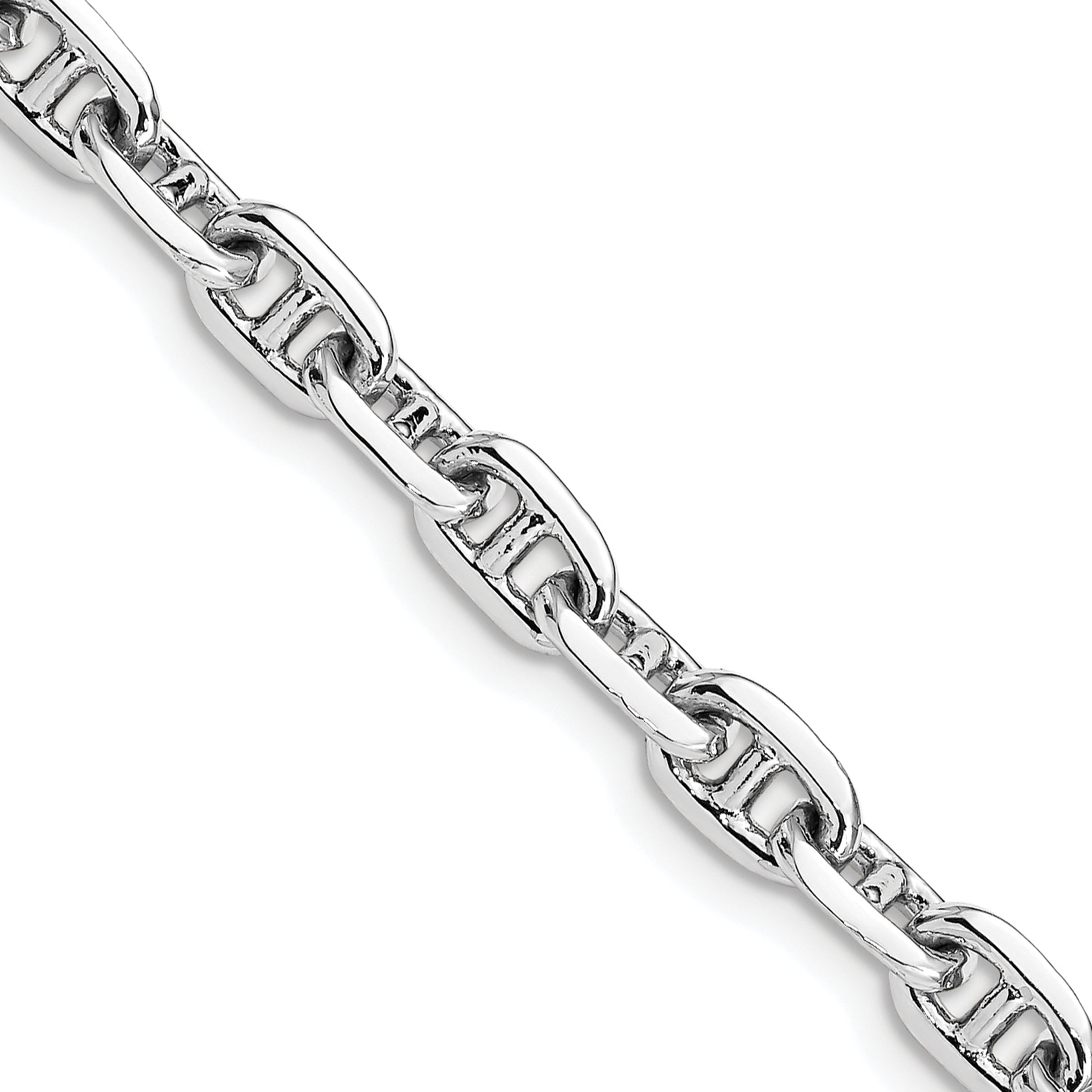 14k White Gold 5.1mm Hand-polished Fancy Link Bracelet