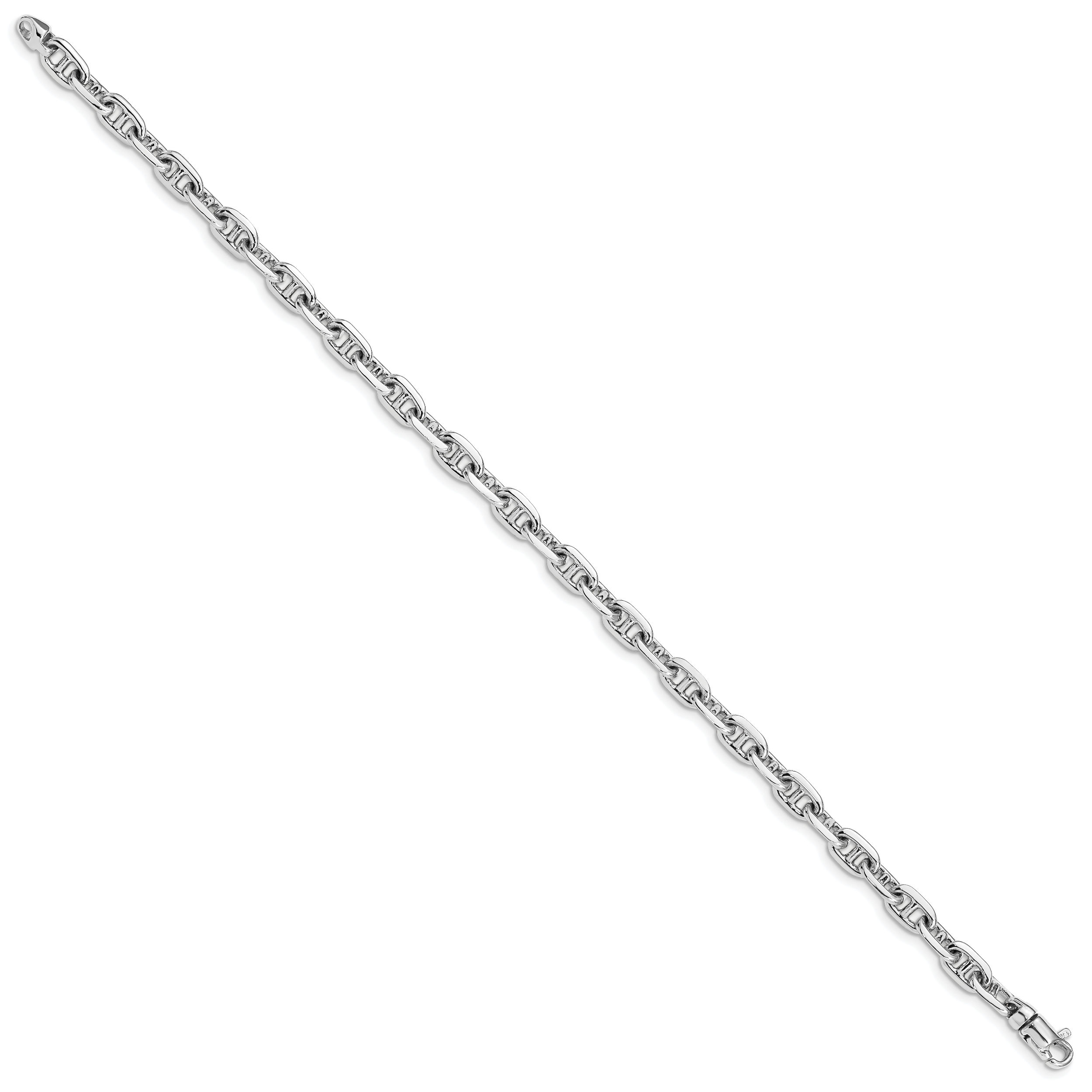 14k White Gold 5.1mm Hand-polished Fancy Link Bracelet