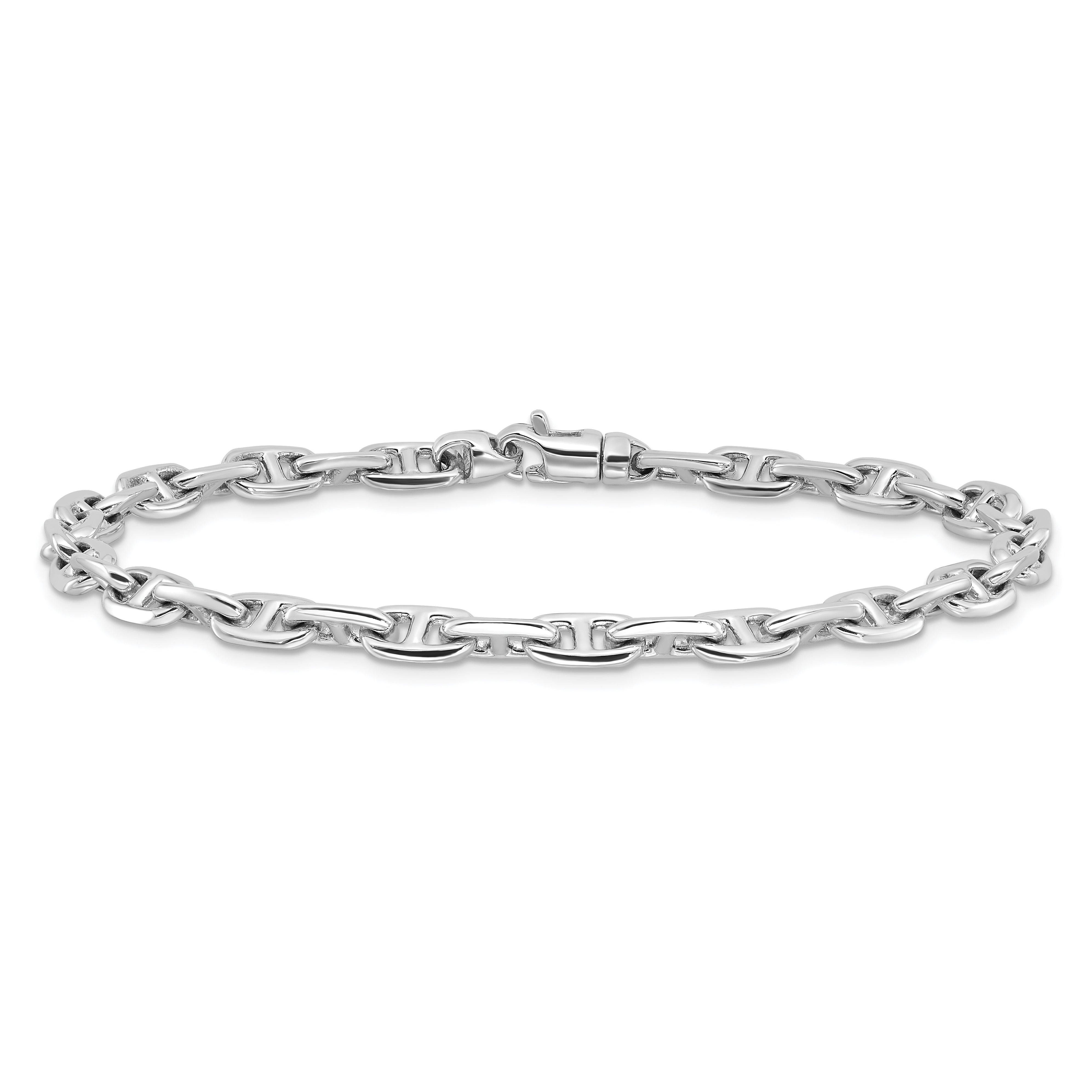 14k White Gold 5.1mm Hand-polished Fancy Link Bracelet