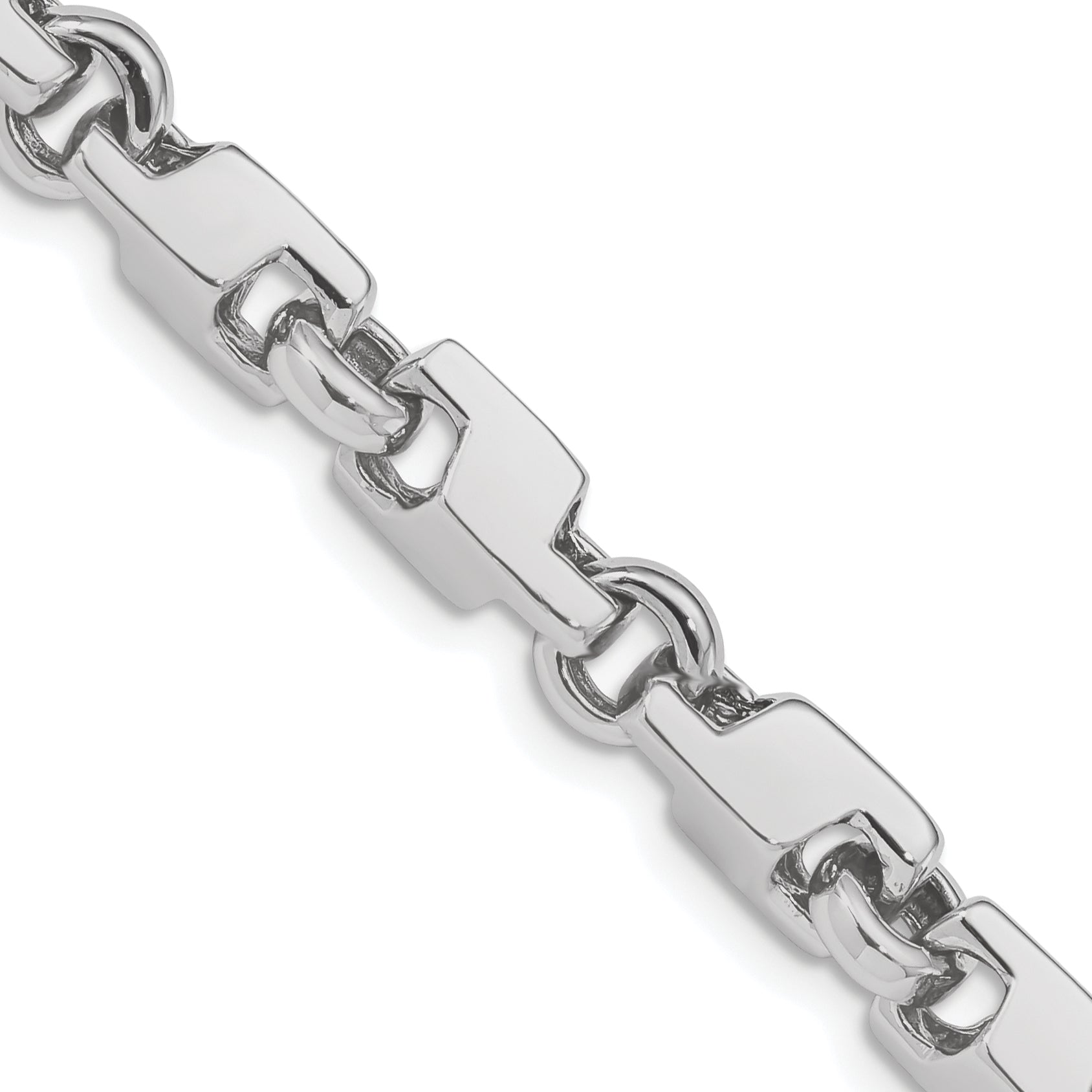 14k White Gold 6.6mm Hand-polished Fancy Link Chain