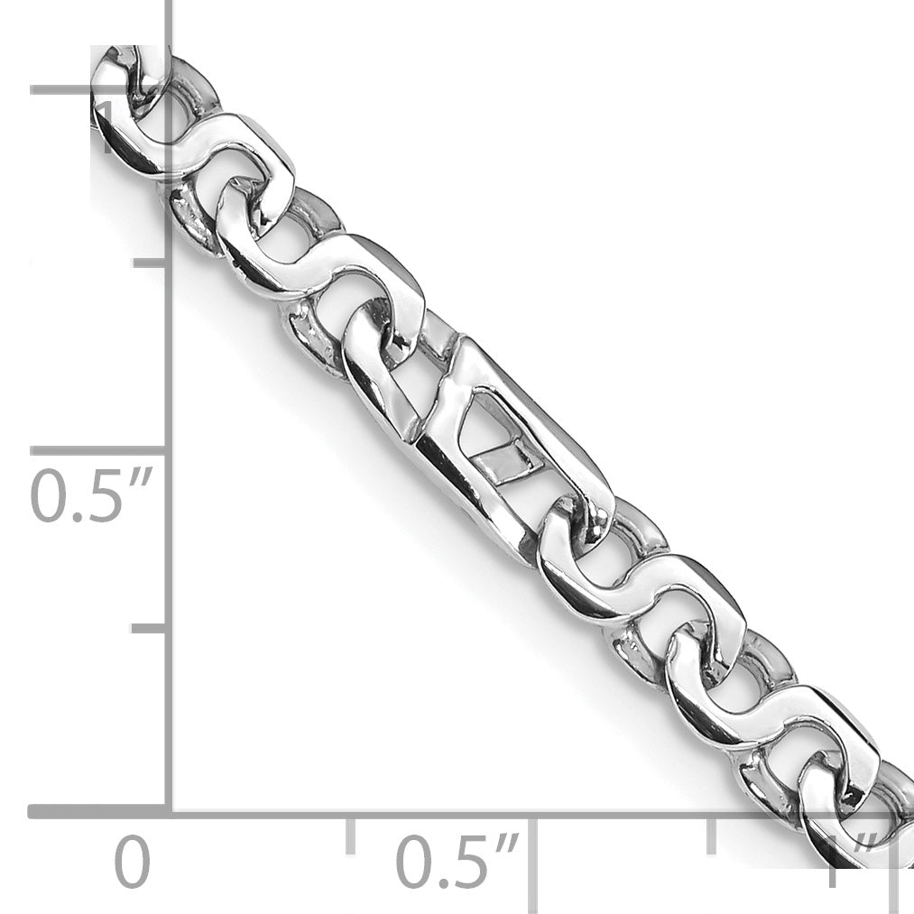 14K Hand Polished 4.3mm White Gold Fancy Link Bracelet