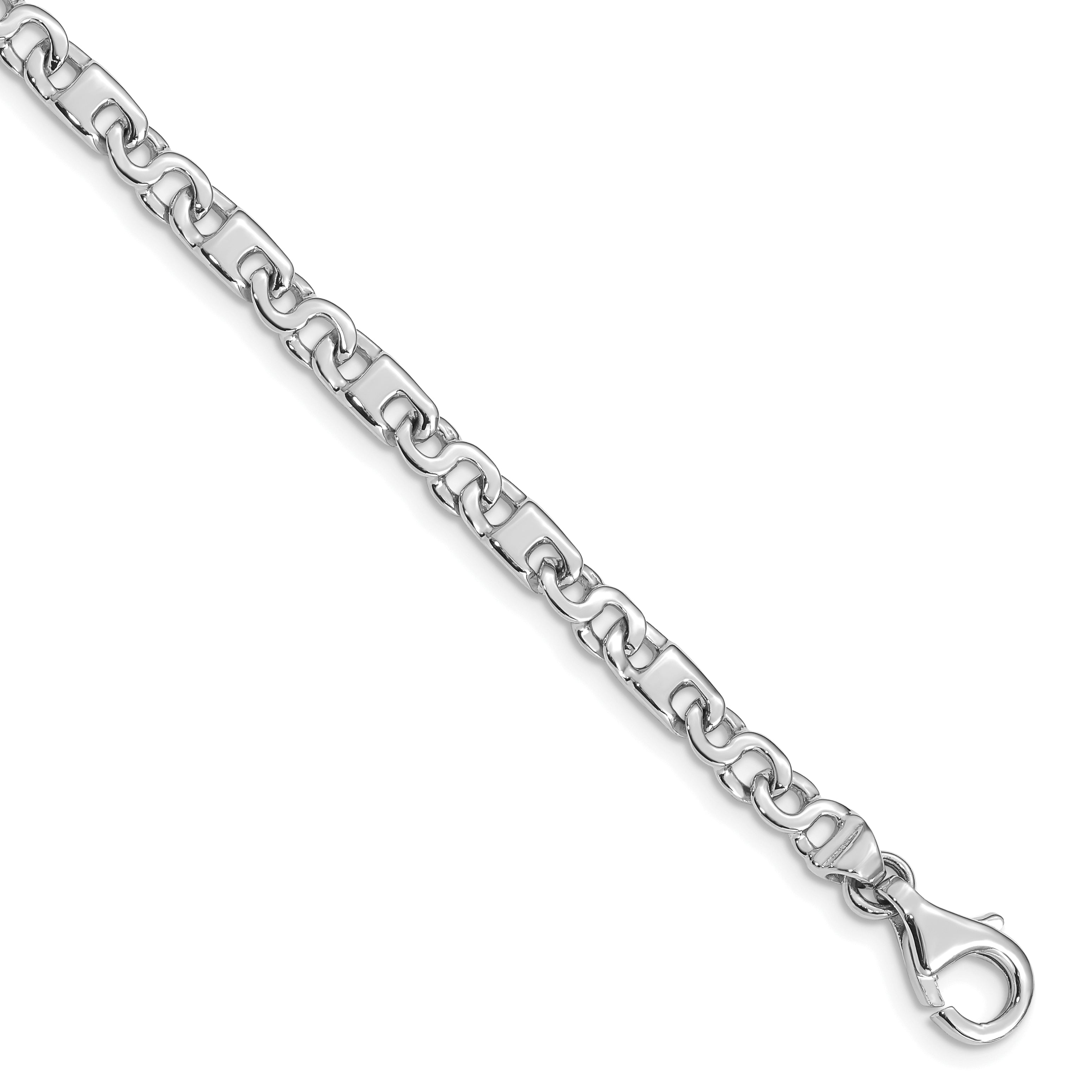 14k White Gold Hand Polished 4.4mm Fancy Link Bracelet