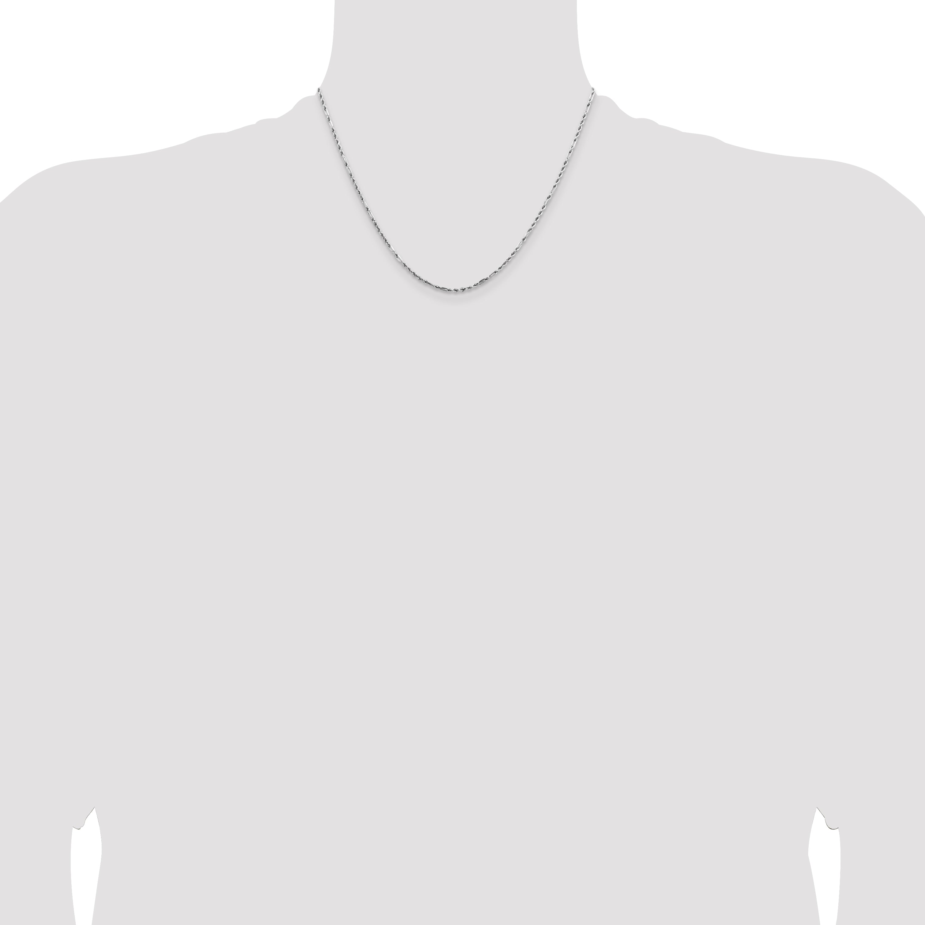 14k White Gold 1.8mm D/C Milano Rope Chain