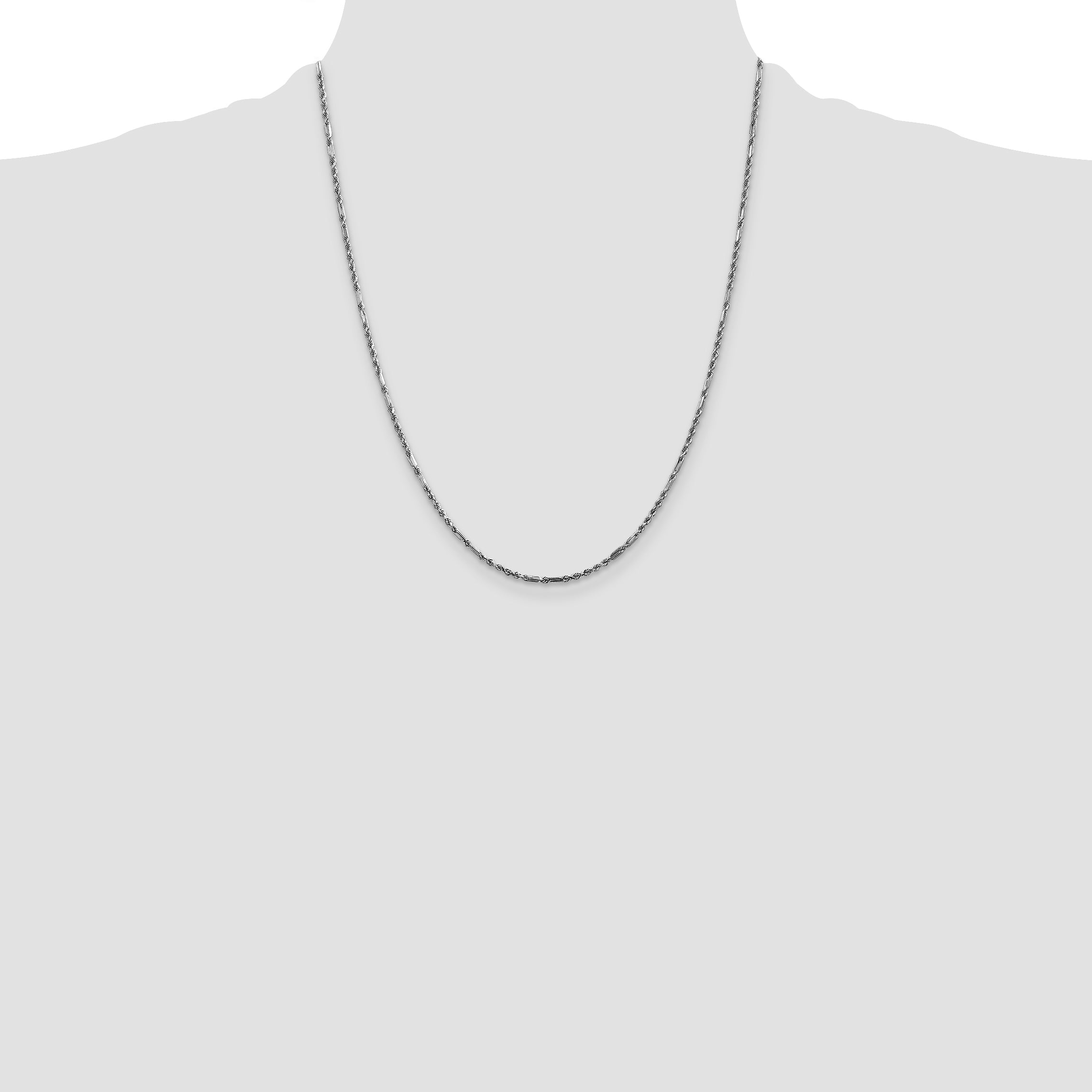 14k White Gold 1.8mm D/C Milano Rope Chain