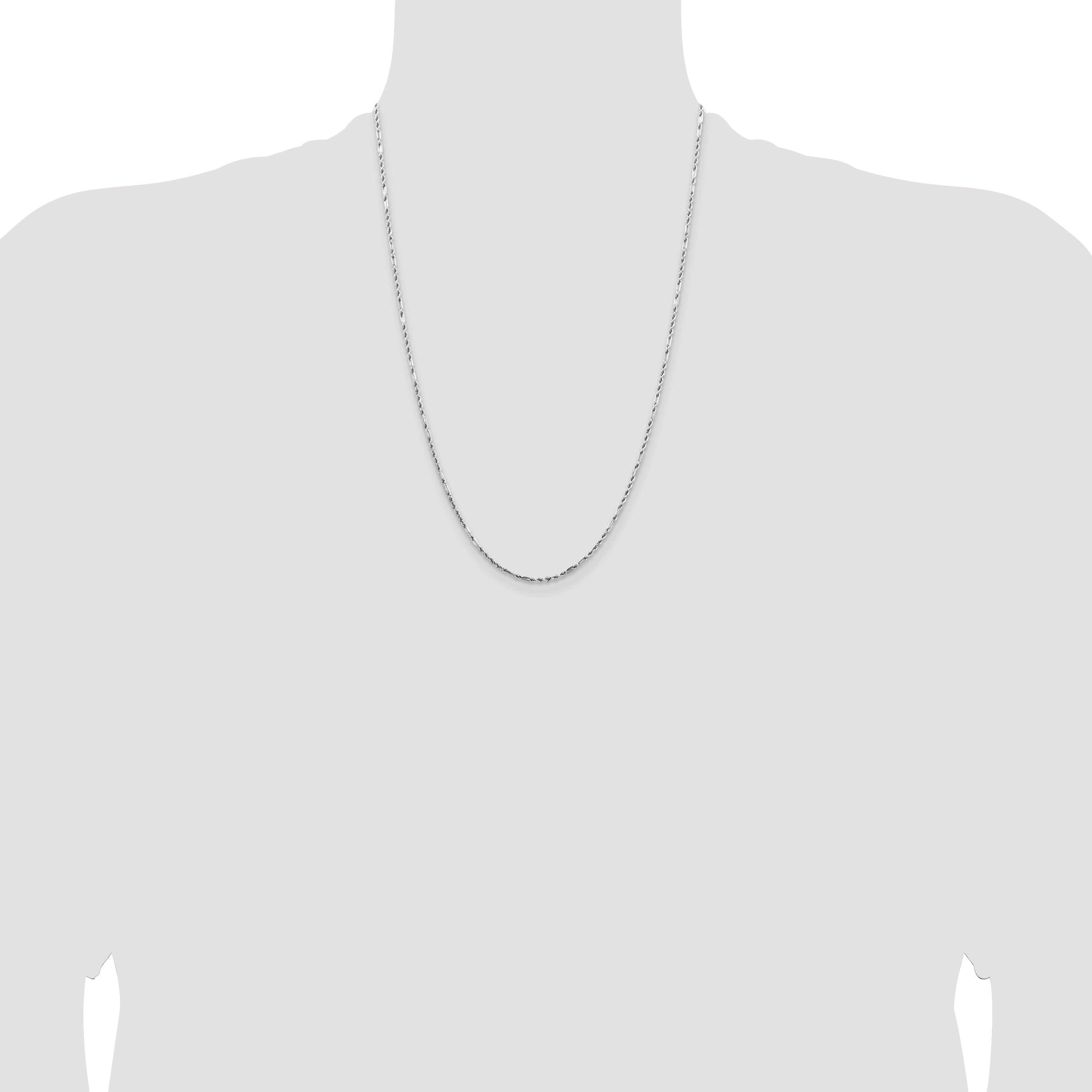 14k White Gold 1.8mm D/C Milano Rope Chain