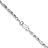 14k White Gold 2.5mm D/C Milano Rope Chain