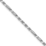 14k White Gold 2.5mm D/C Milano Rope Chain