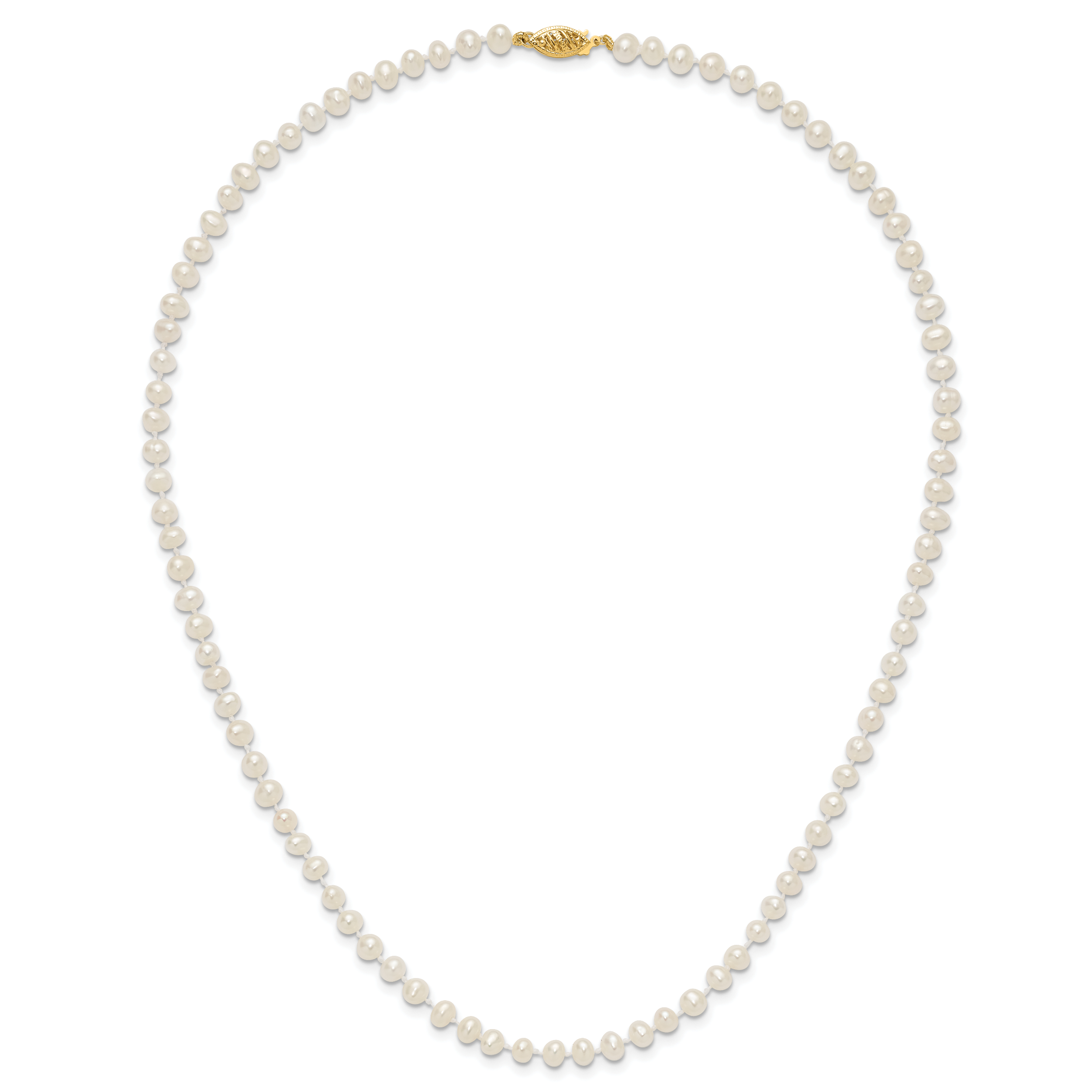 14k 4-5mm White Near Round Freshwater Cultured Pearl Necklace