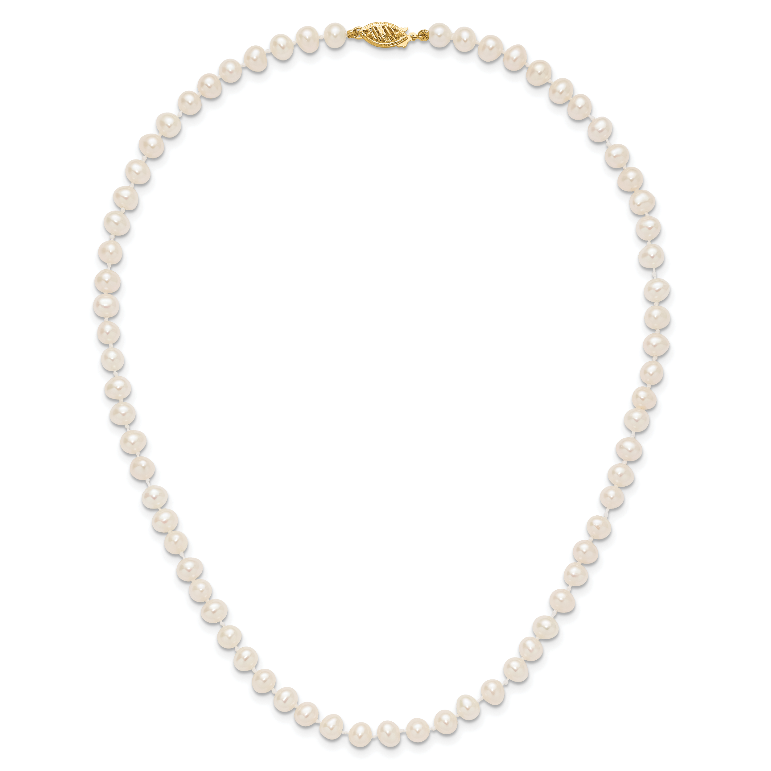 14k 5-6mm White Near Round Freshwater Cultured Pearl Necklace