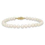 14k 5-6mm White Near Round Freshwater Cultured Pearl Bracelet