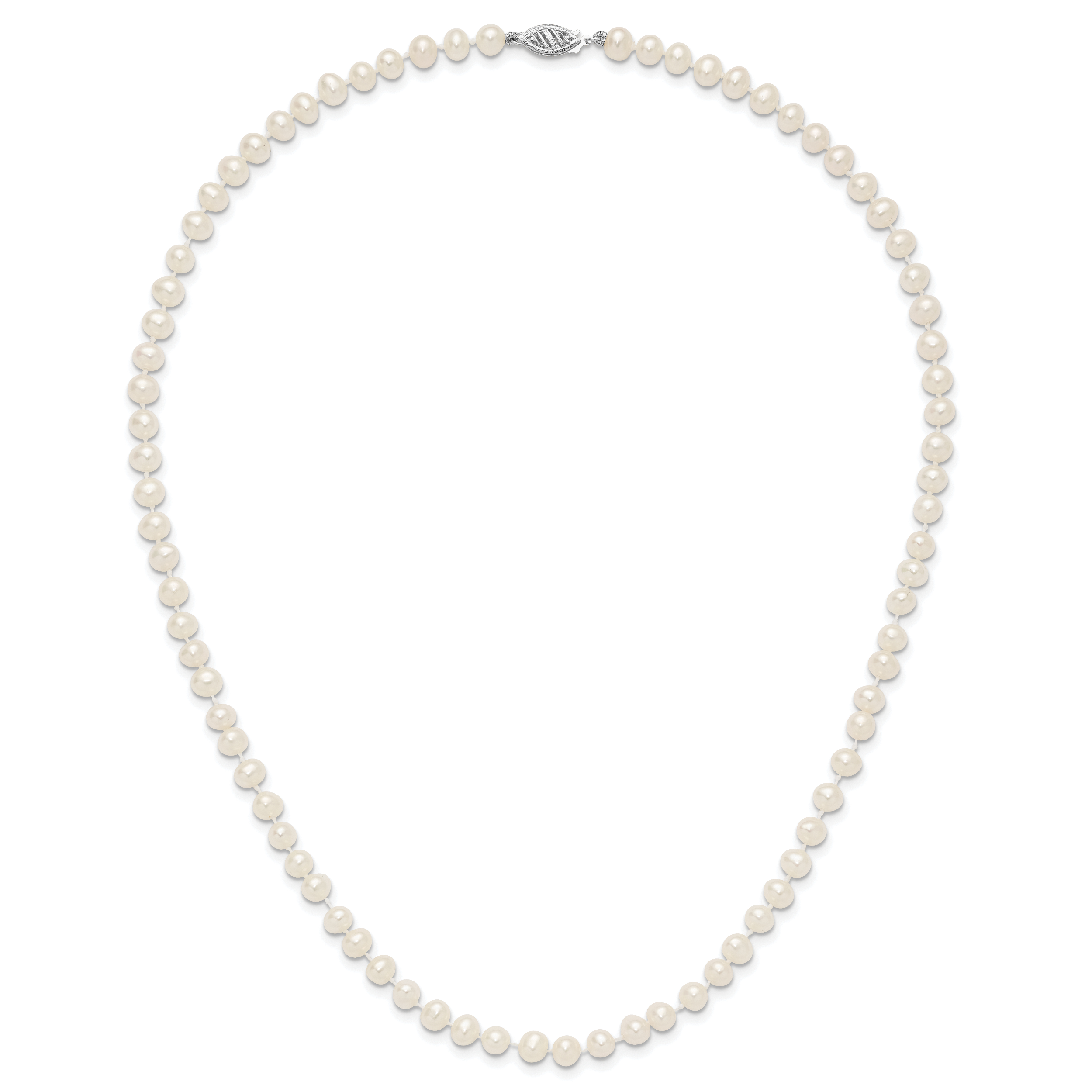 14k WG 5-6mm Near Rnd Wht Freshwater Cultured Pearl 18in Necklace