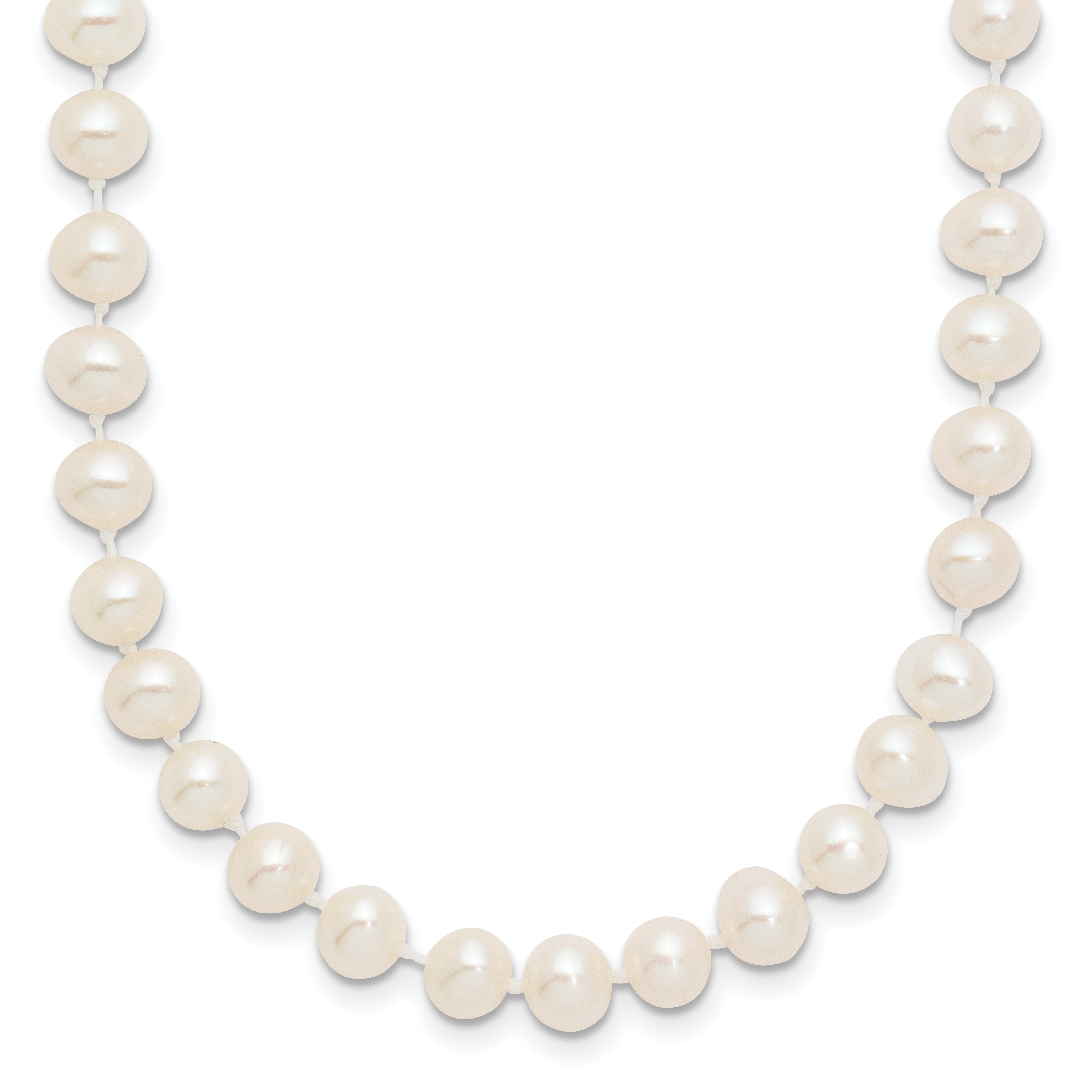 14k WG 5-6mm White Near Round Freshwater Cultured Pearl Necklace