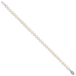 14k WG 5-6mm Near Rnd Wht Freshwater Cultured Pearl 7.5in Bracelet