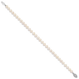 14k WG 5-6mm Near Rnd Wht Freshwater Cultured Pearl 7.5in Bracelet