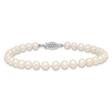 14k WG 5-6mm Near Rnd Wht Freshwater Cultured Pearl 7.5in Bracelet