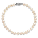 14k WG 5-6mm Near Rnd Wht Freshwater Cultured Pearl 7.5in Bracelet