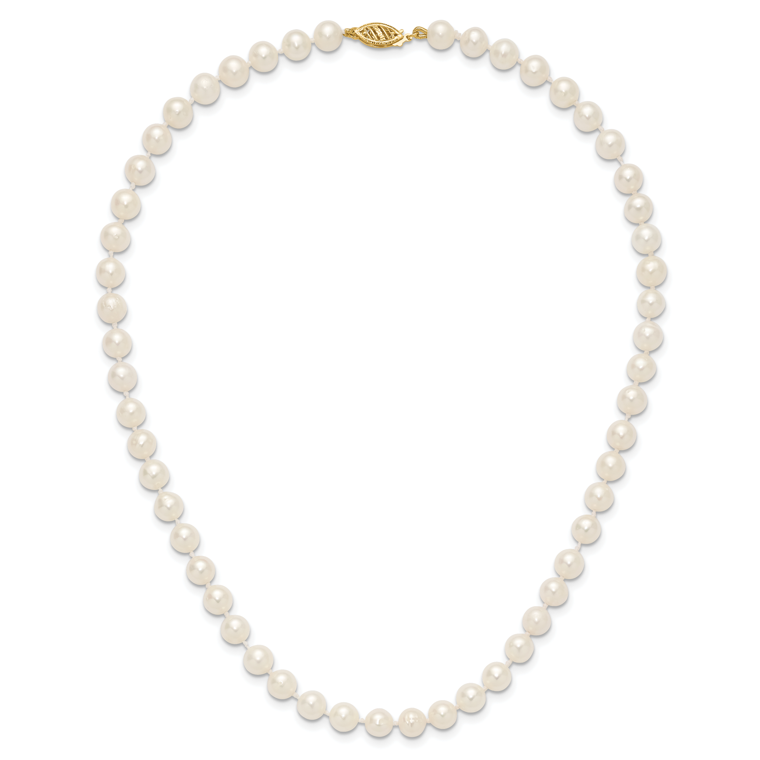 14k 6-7mm White Near Round Freshwater Cultured Pearl Necklace
