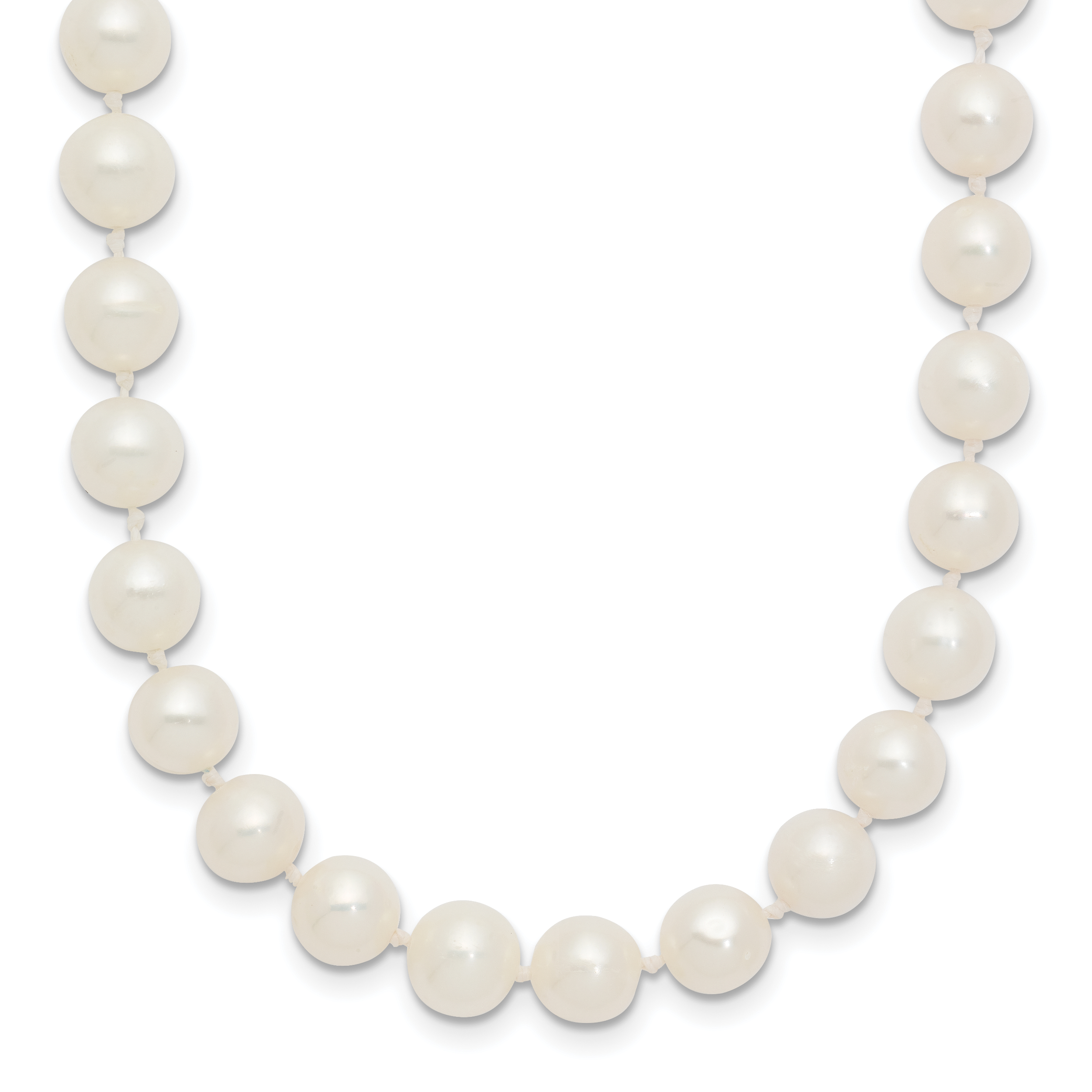 14k WG 6-7mm White Near Round Freshwater Cultured Pearl Necklace