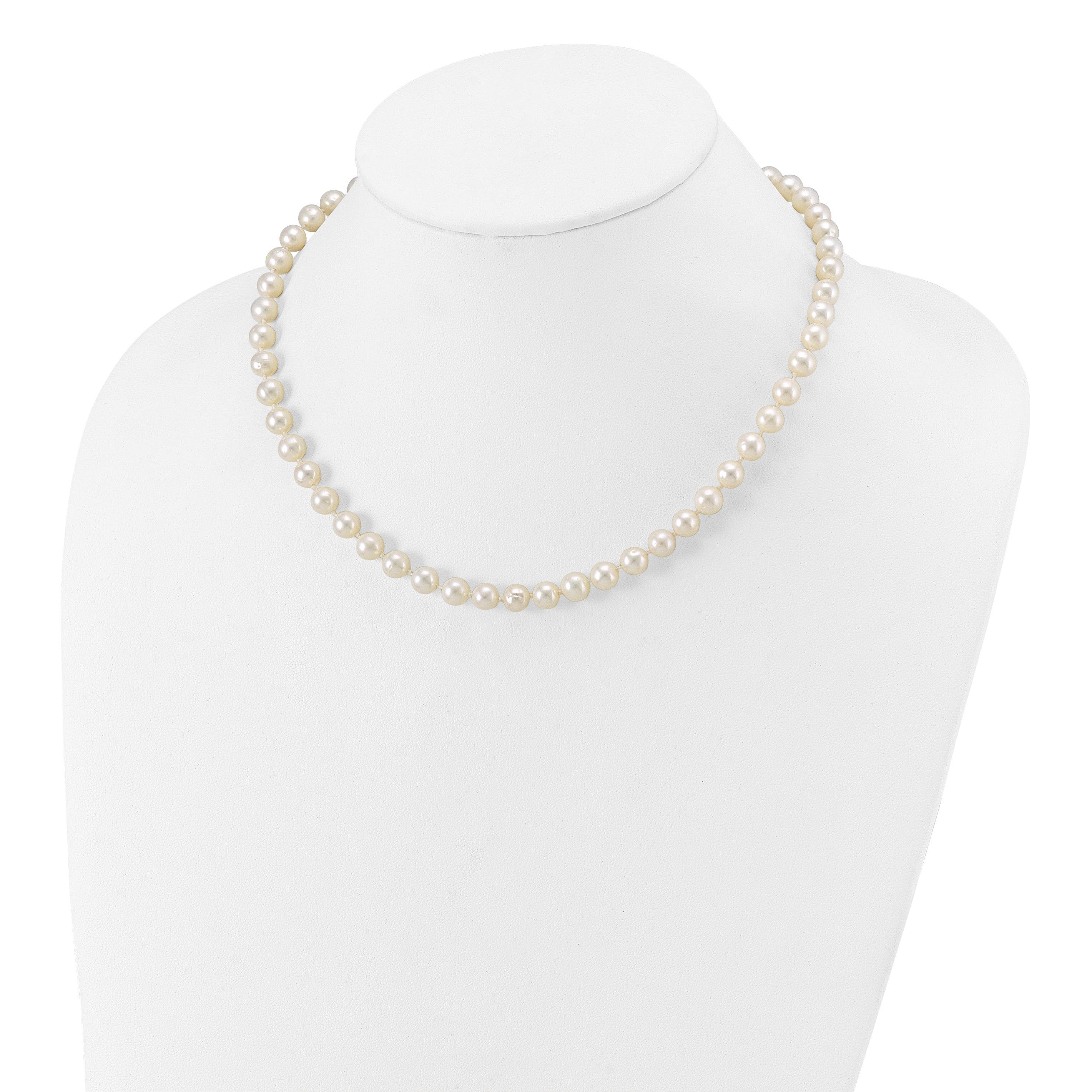 14k WG 6-7mm White Near Round Freshwater Cultured Pearl Necklace