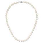 14k WG 6-7mm White Near Round Freshwater Cultured Pearl Necklace