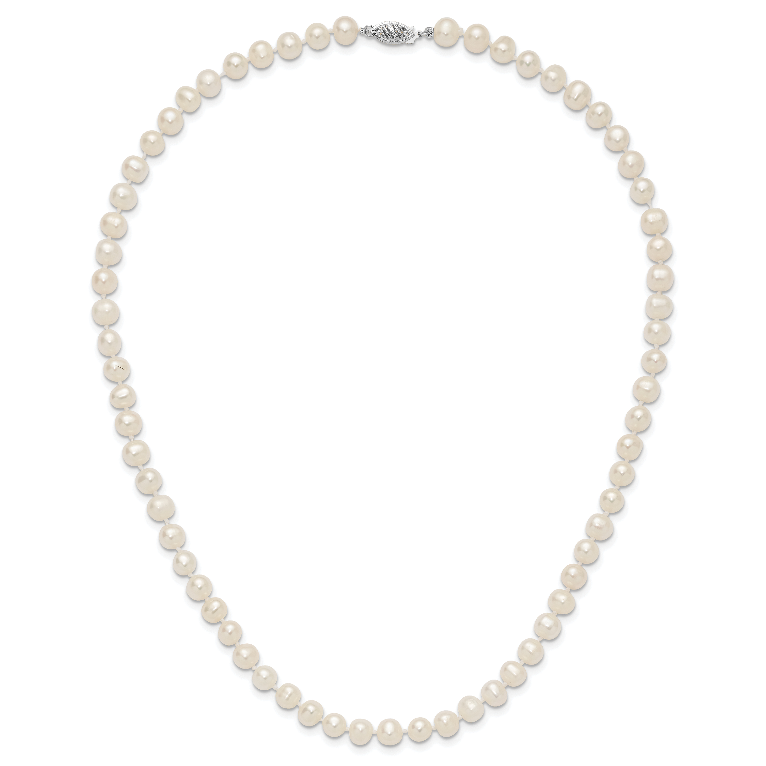 14k WG 6-7mm Near Rnd Wht Freshwater Cultured Pearl 18in Necklace