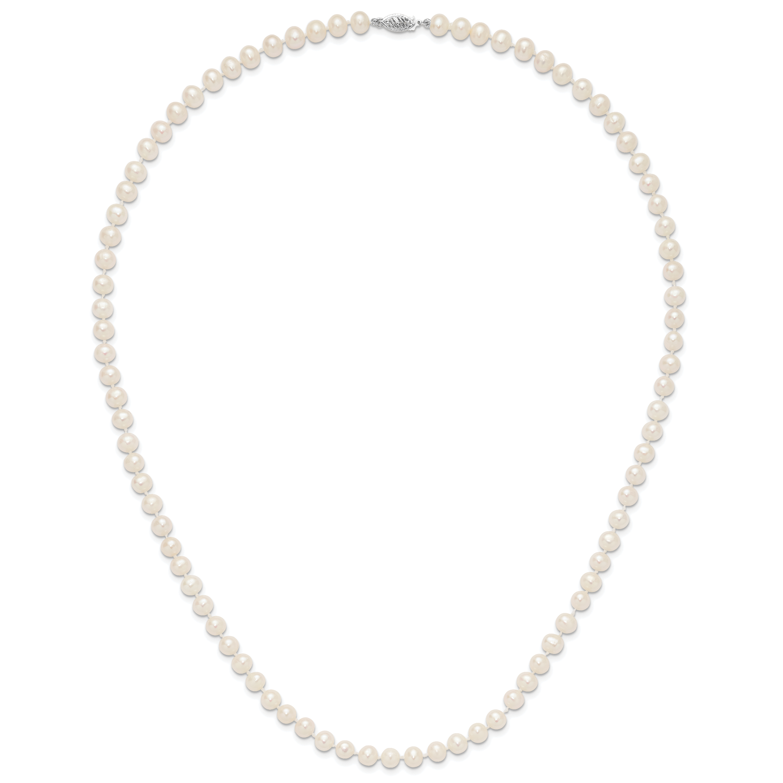 14k WG 6-7mm White Freshwater Cultured Pearl 24in Necklace