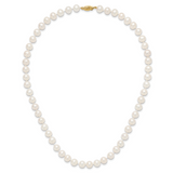 14k 7-8mm White Near Round Freshwater Cultured Pearl Necklace