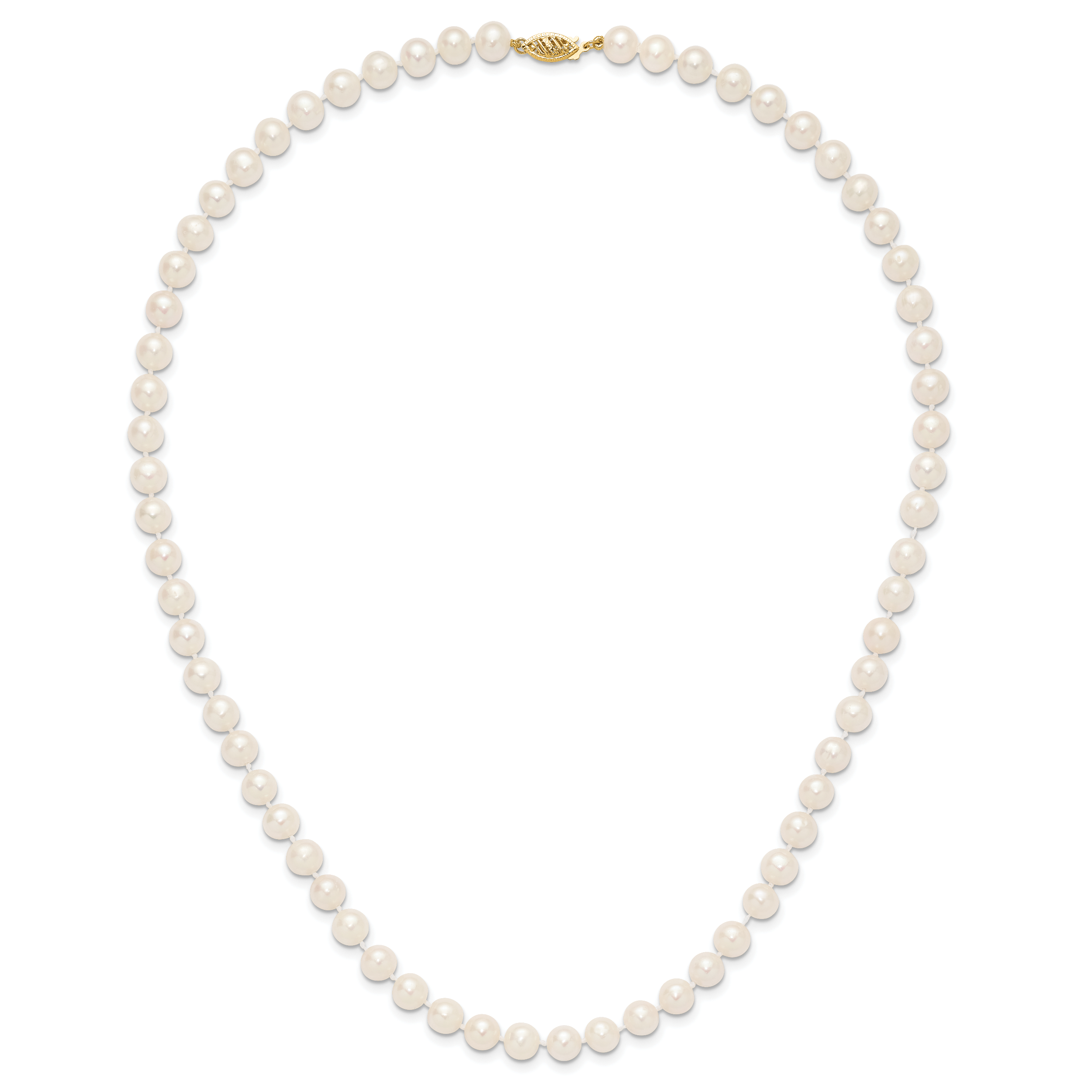 14k 7-8mm White Near Round Freshwater Cultured Pearl Necklace