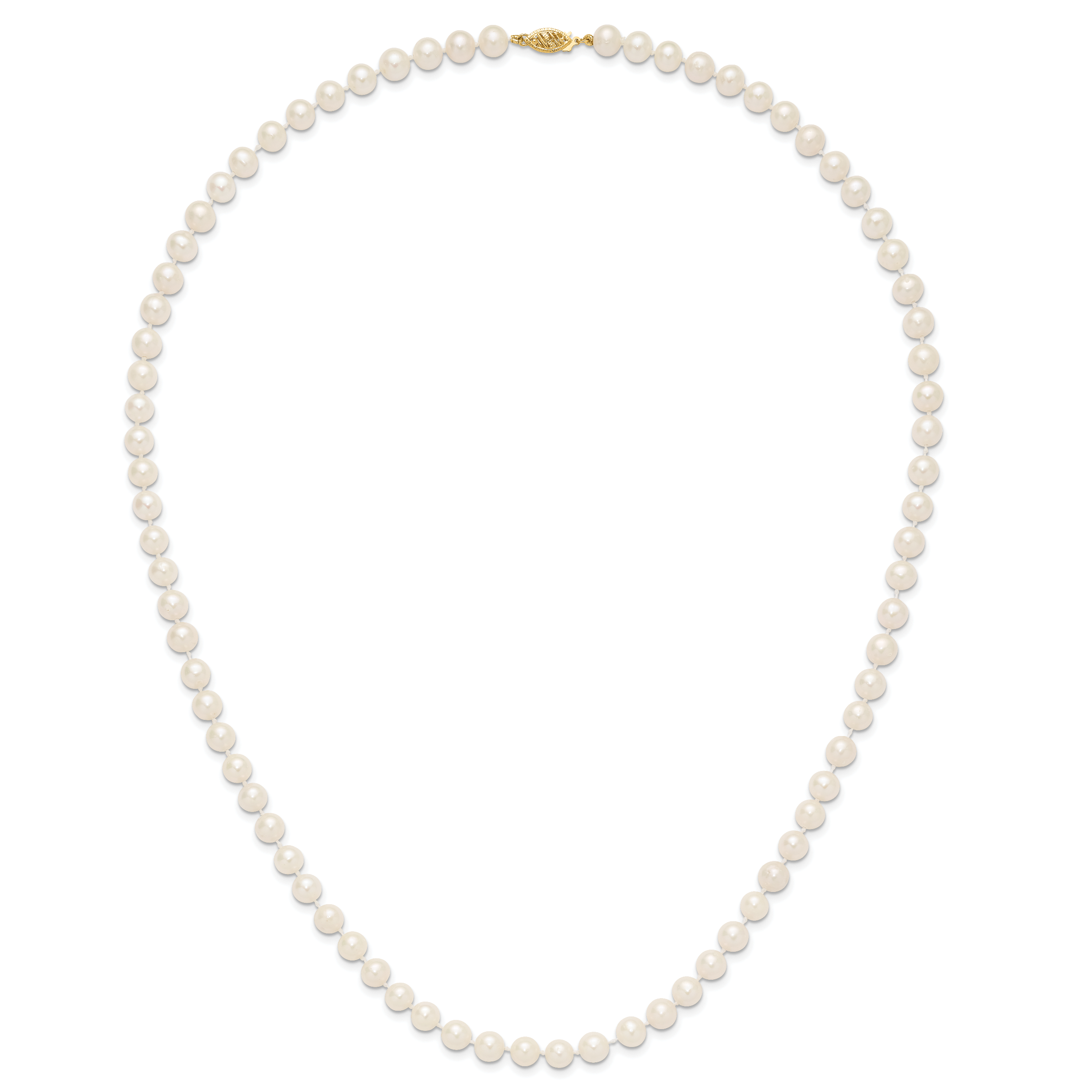 14k 7-8mm White Near Round Freshwater Cultured Pearl Necklace