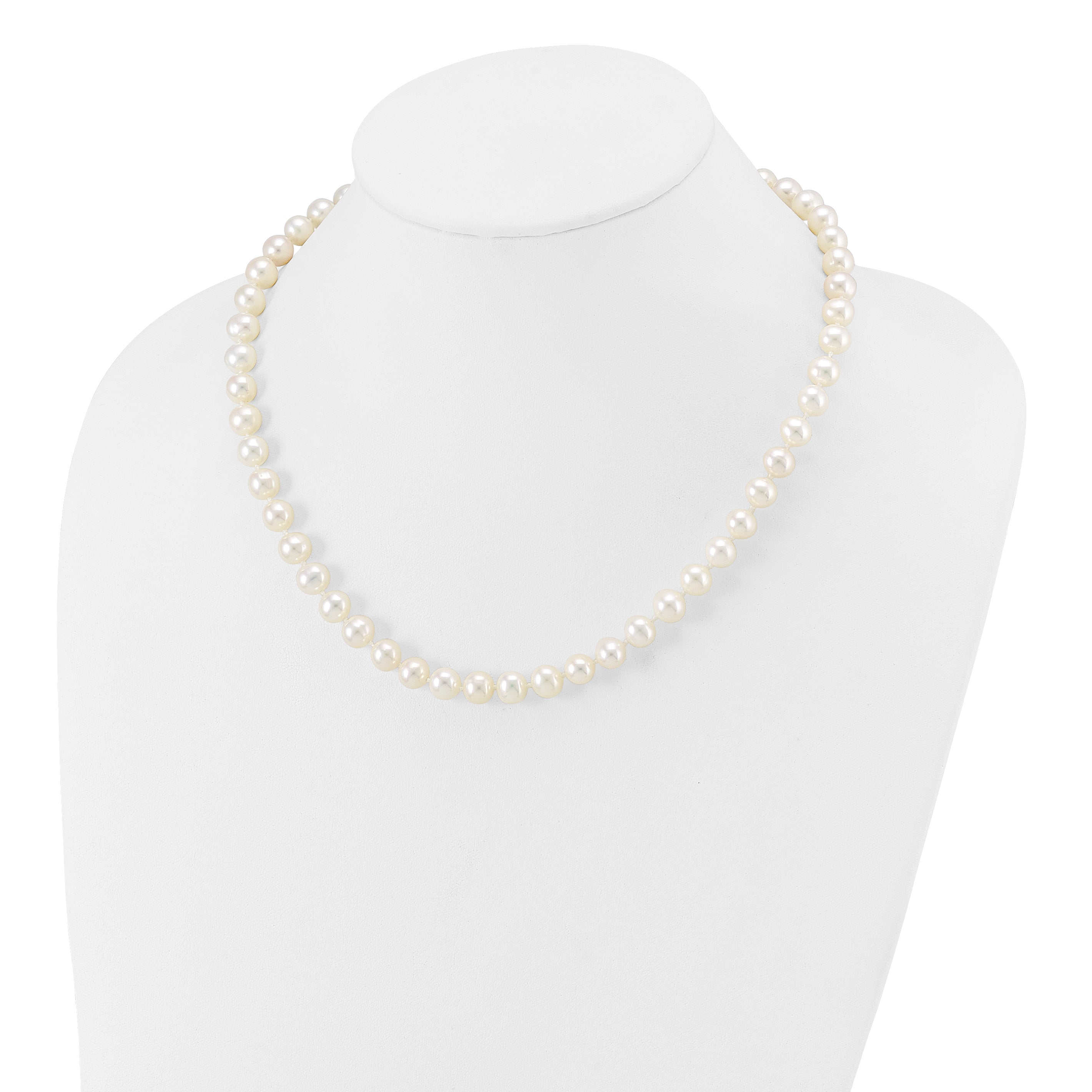 14k WG 7-8mm Near Rnd Wht Freshwater Cultured Pearl 18in Necklace