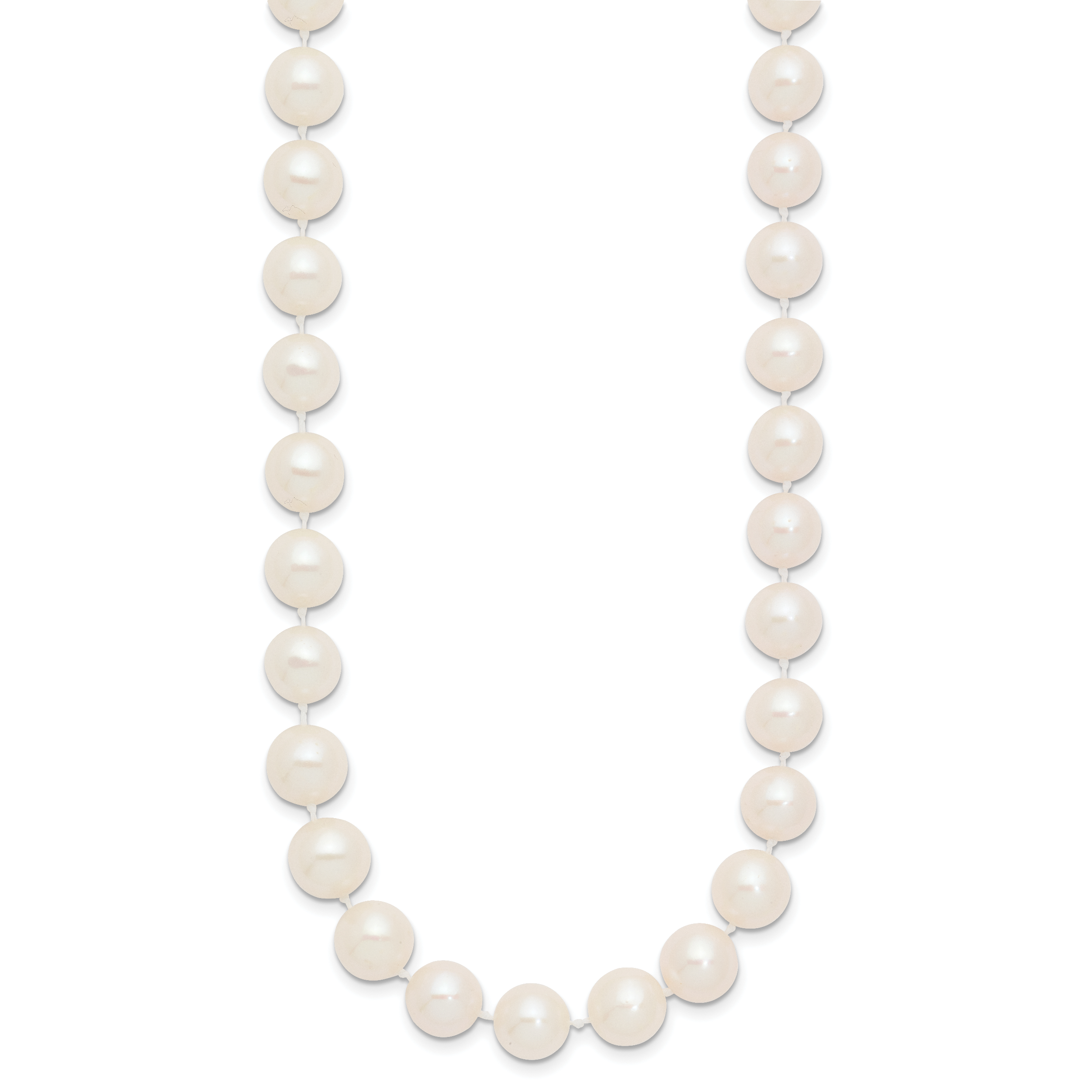 14k 9-10mm White Near Round Freshwater Cultured Pearl Necklace