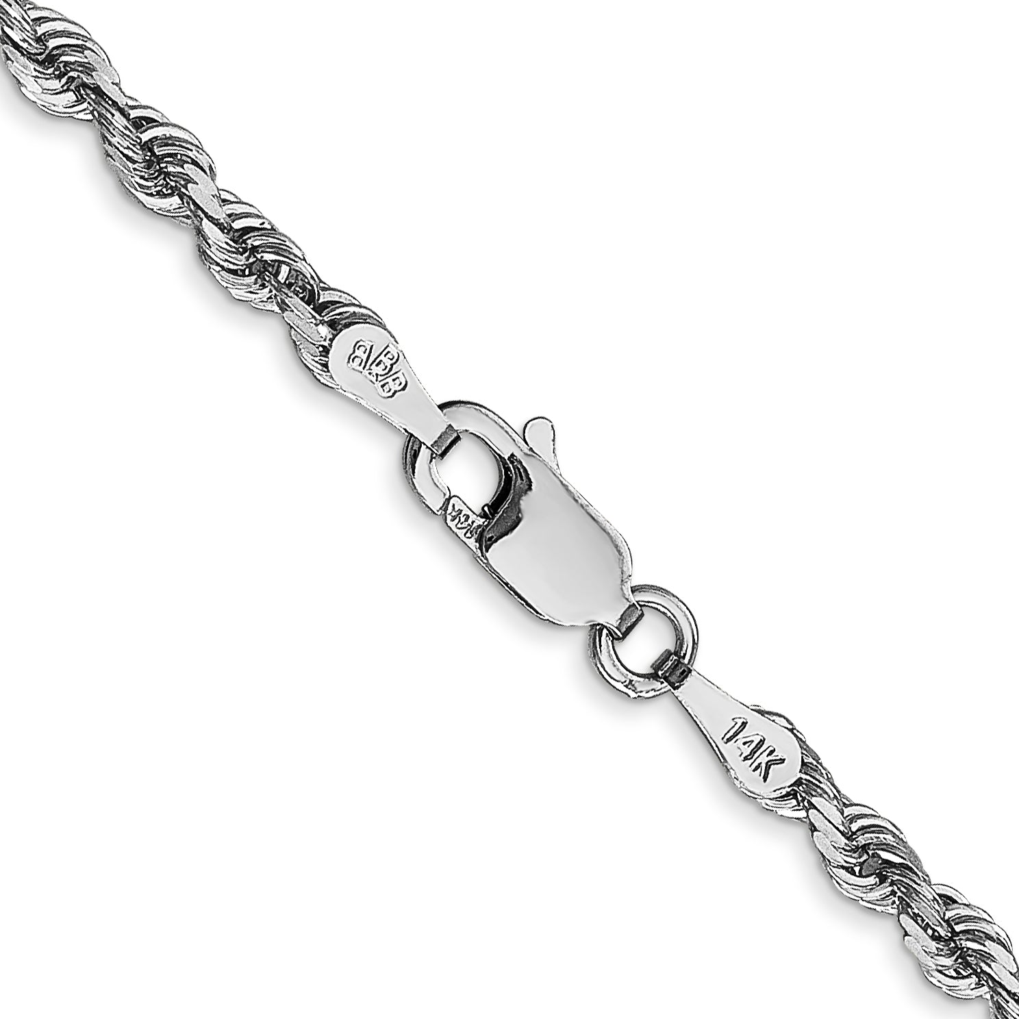 14k White Gold 3.0mm D/C Quadruple Rope Chain