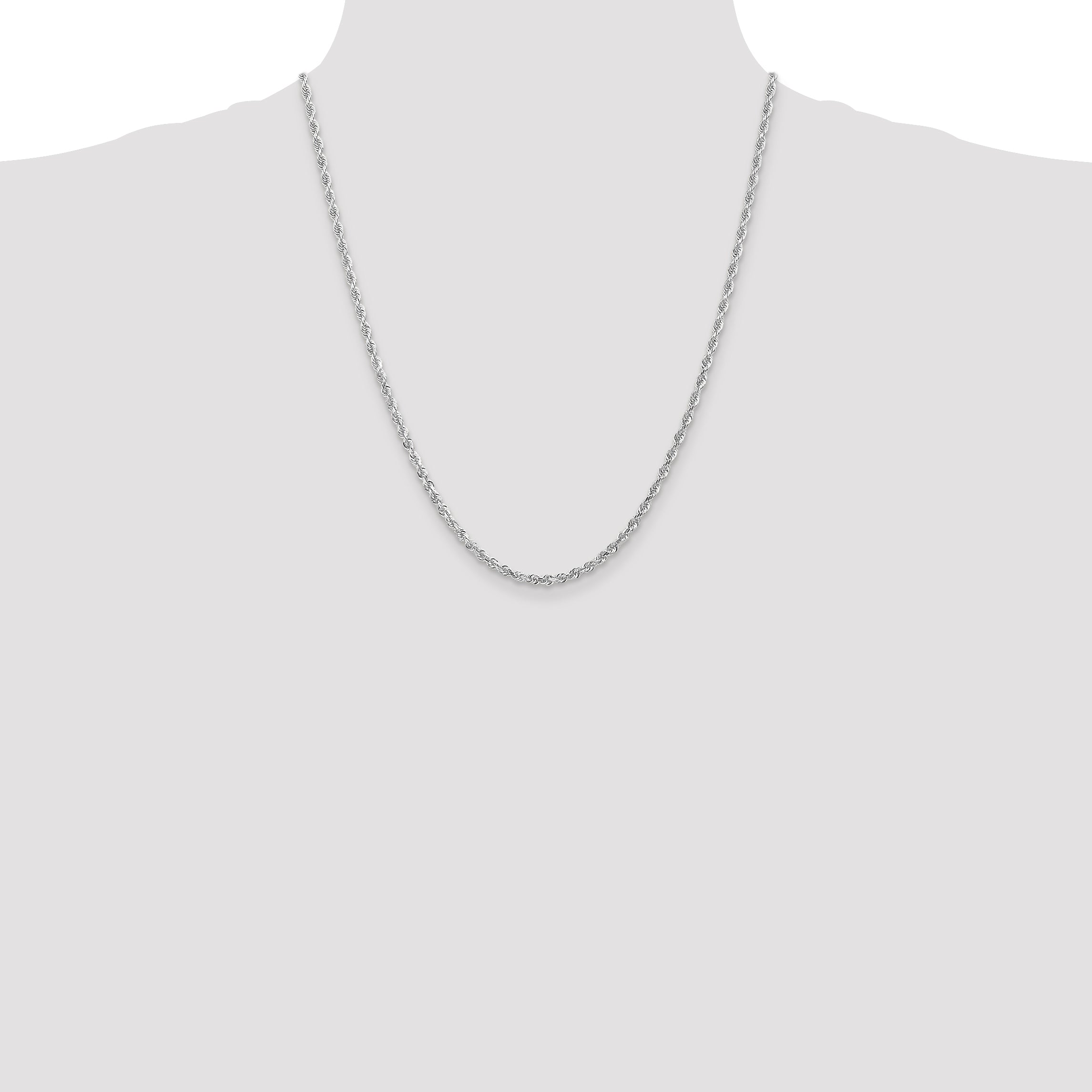14k White Gold 3.0mm D/C Quadruple Rope Chain
