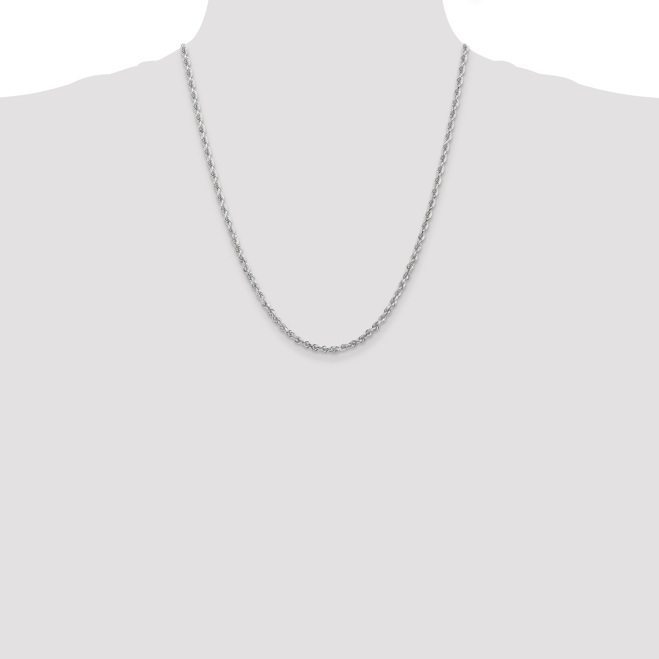 14k White Gold 3.35mm D/C Quadruple Rope Chain