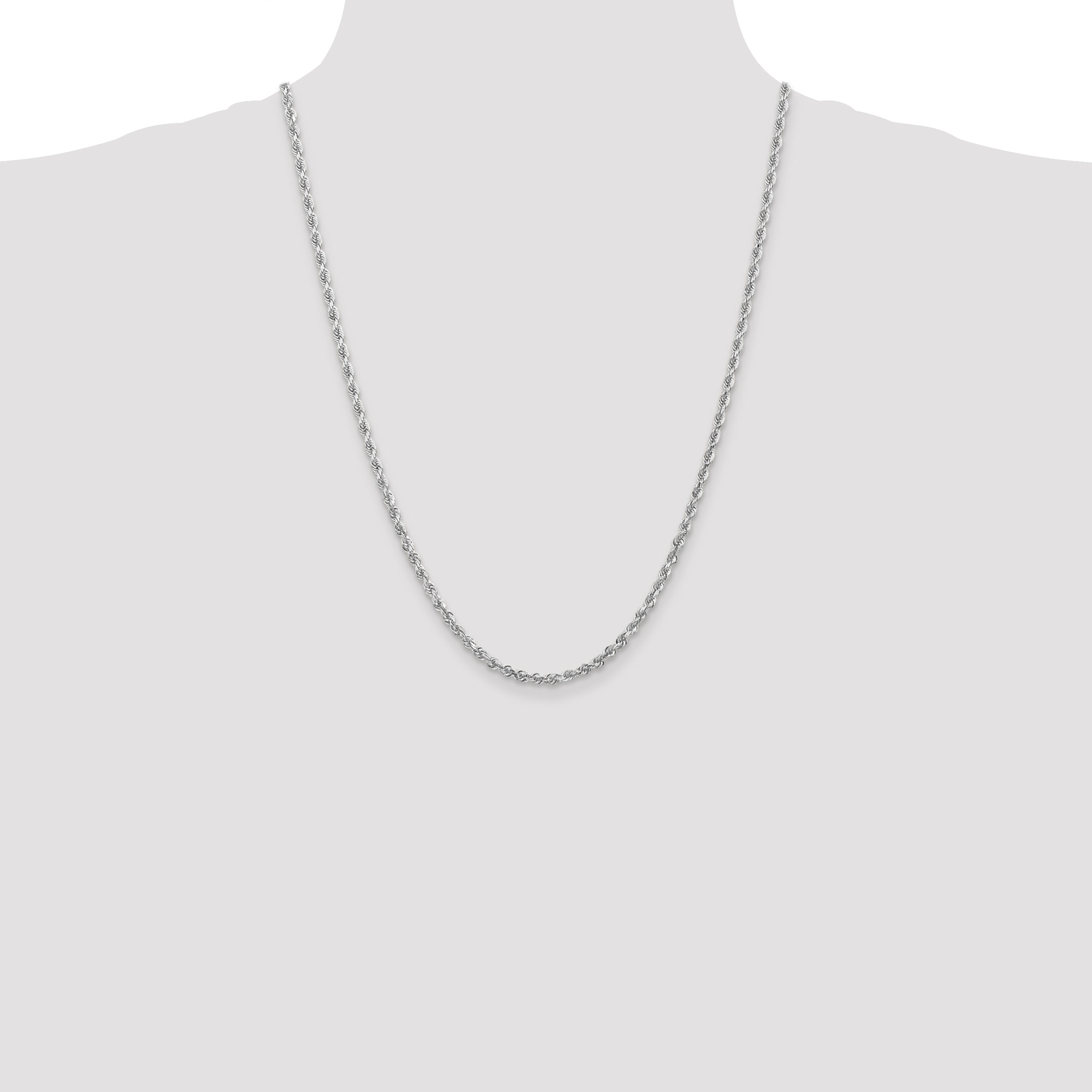 14k White Gold 3.35mm D/C Quadruple Rope Chain