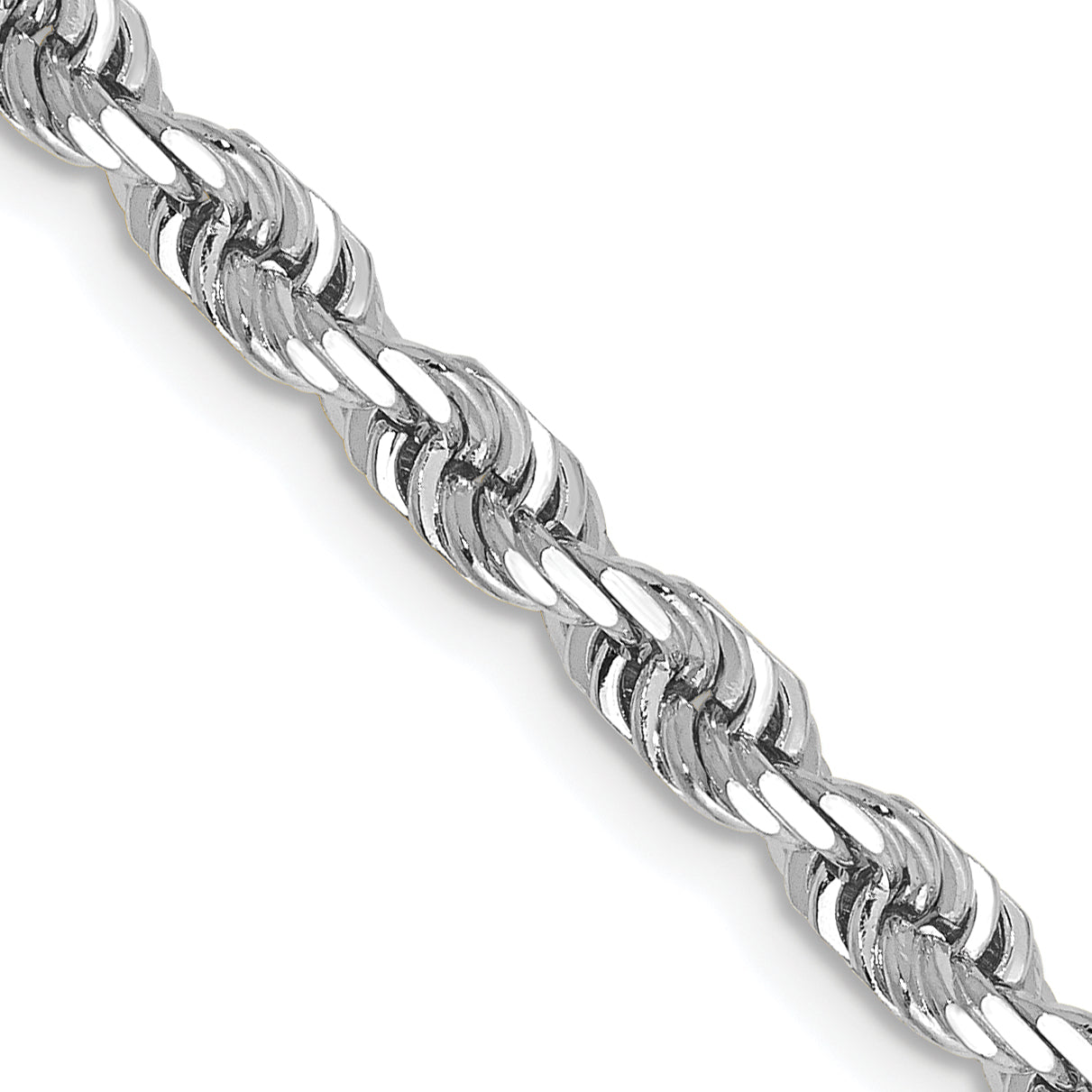 14k White Gold 4.0mm D/C Quadruple Rope Chain
