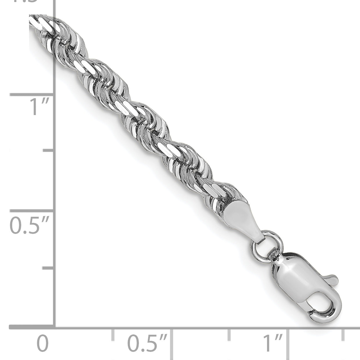 14k White Gold 4.0mm D/C Quadruple Rope Chain