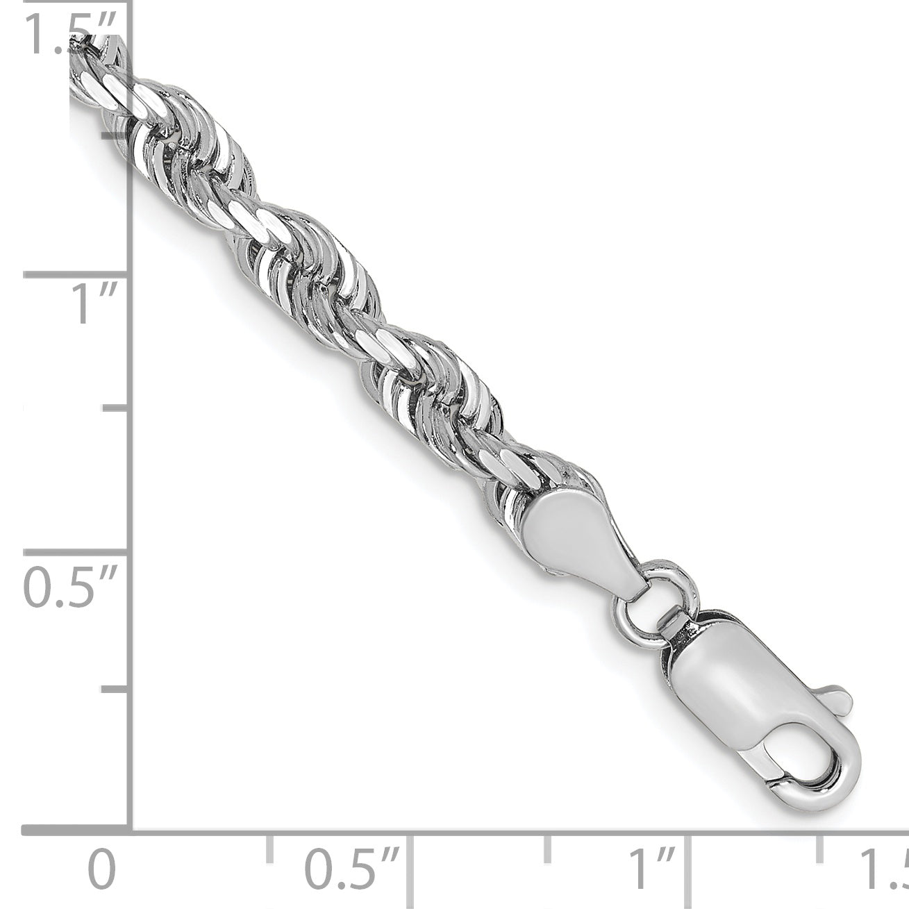 14k White Gold 4.5mm D/C Quadruple Rope Chain