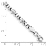 14k White Gold Polished Heart & X Bracelet