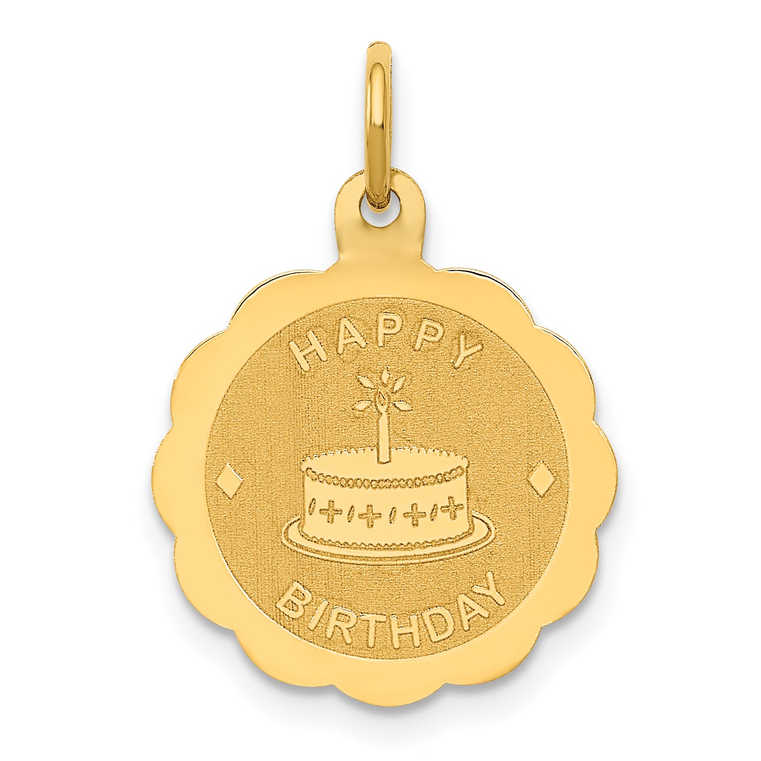 14K Polished Satin Engraveable HAPPY BIRTHDAY Charm